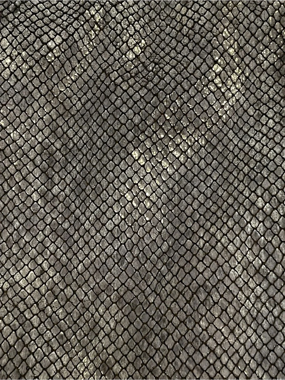 Sondra Roberts Squared Metallic Snake Print Hobo Bag Tassel Pewter